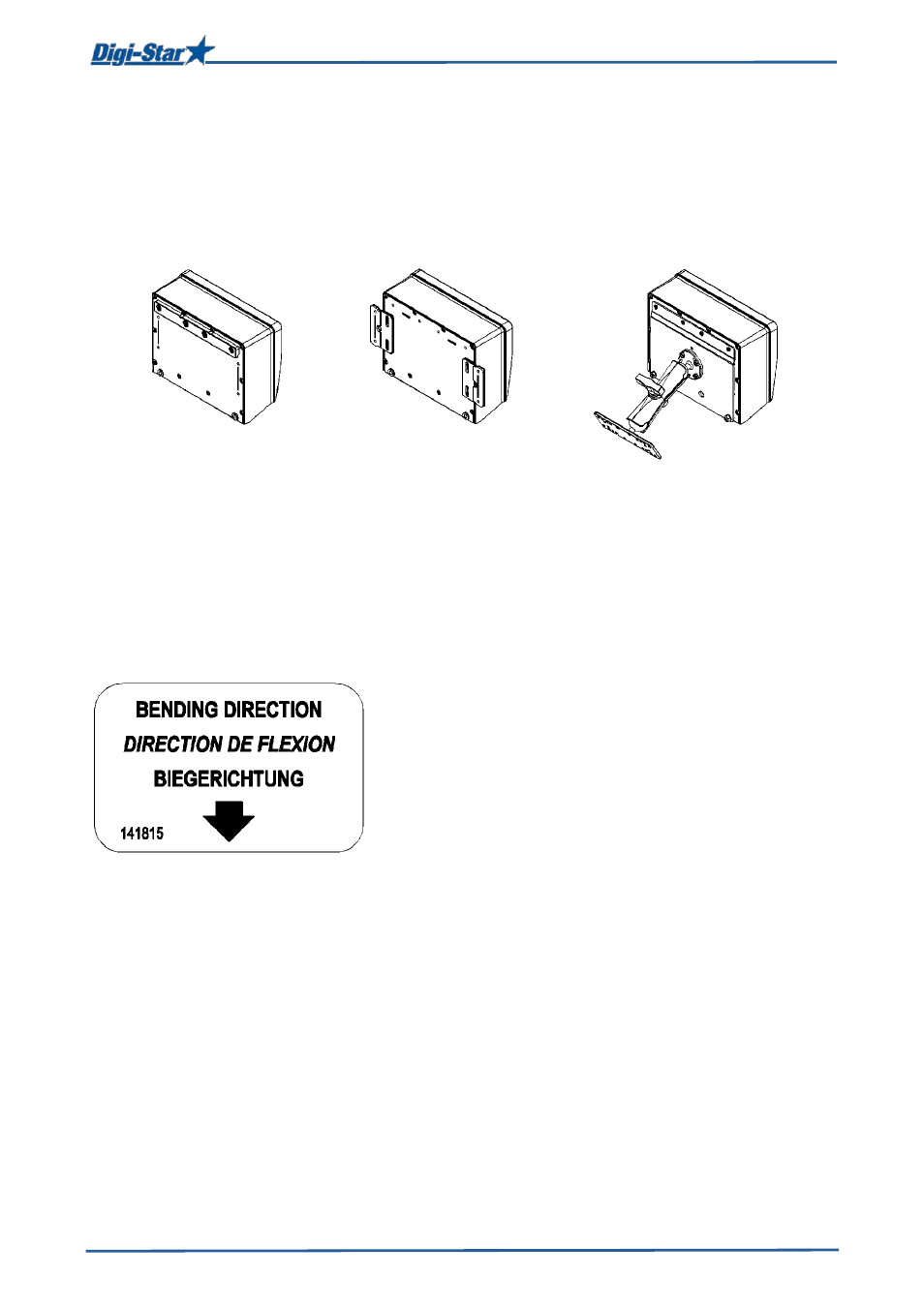 Installation, Mounting the indicator, Load cell direction | Mounting the indicator load cell direction | Digi-Star EZ3400(V) User Manual | Page 36 / 40