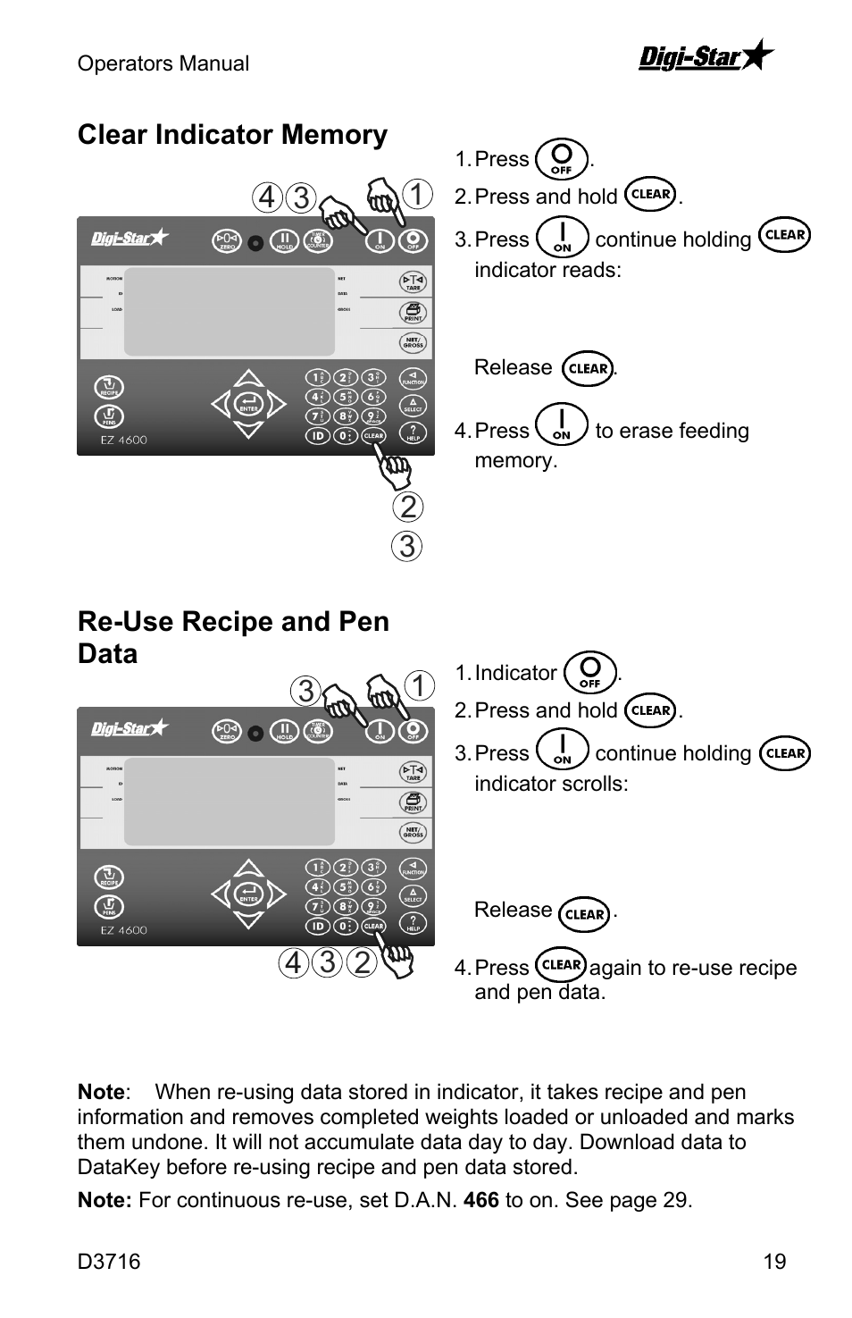 Re-use recipe and pen data | Digi-Star EZ4600 User Manual | Page 19 / 35