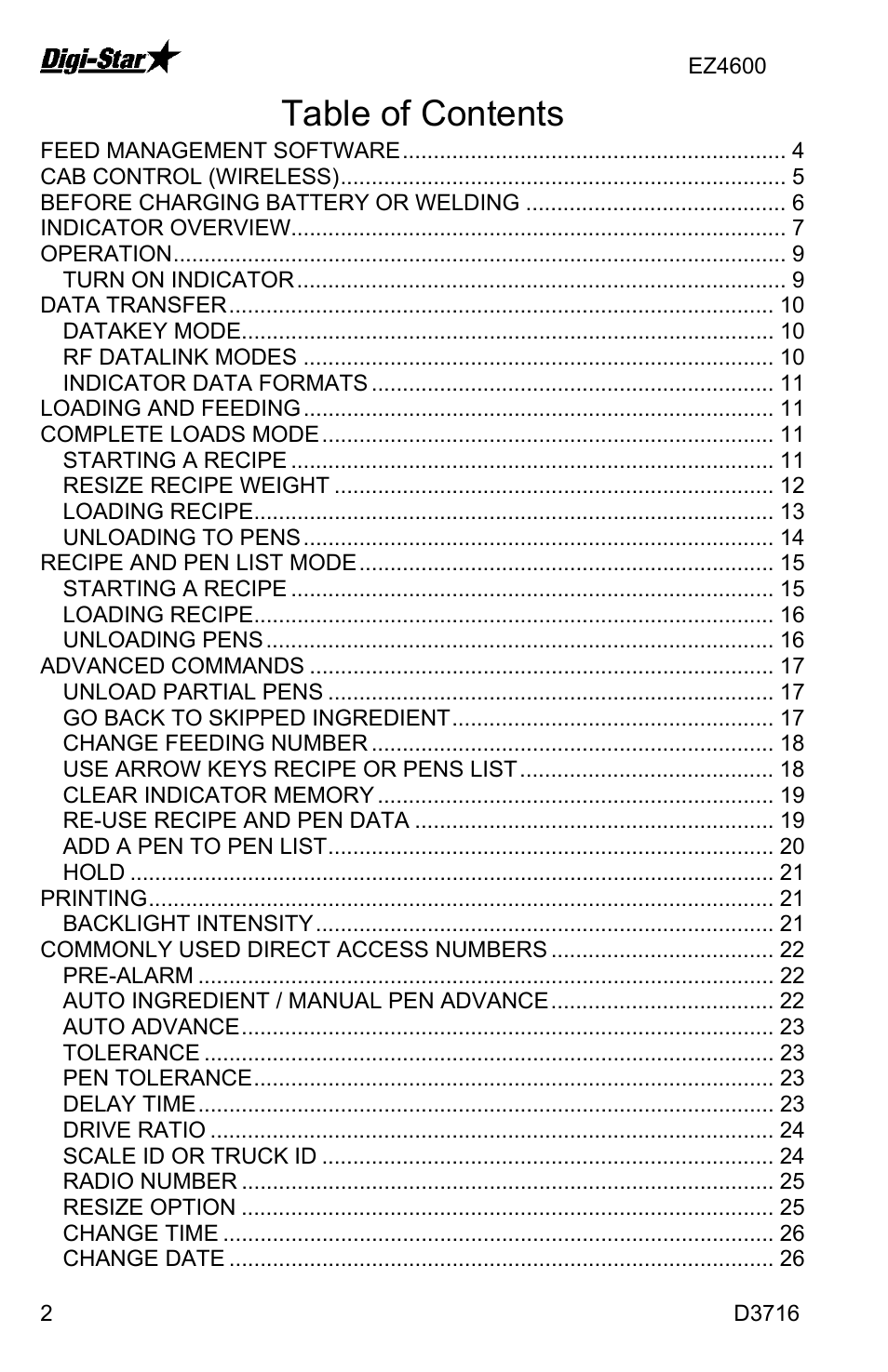 Digi-Star EZ4600 User Manual | Page 2 / 35