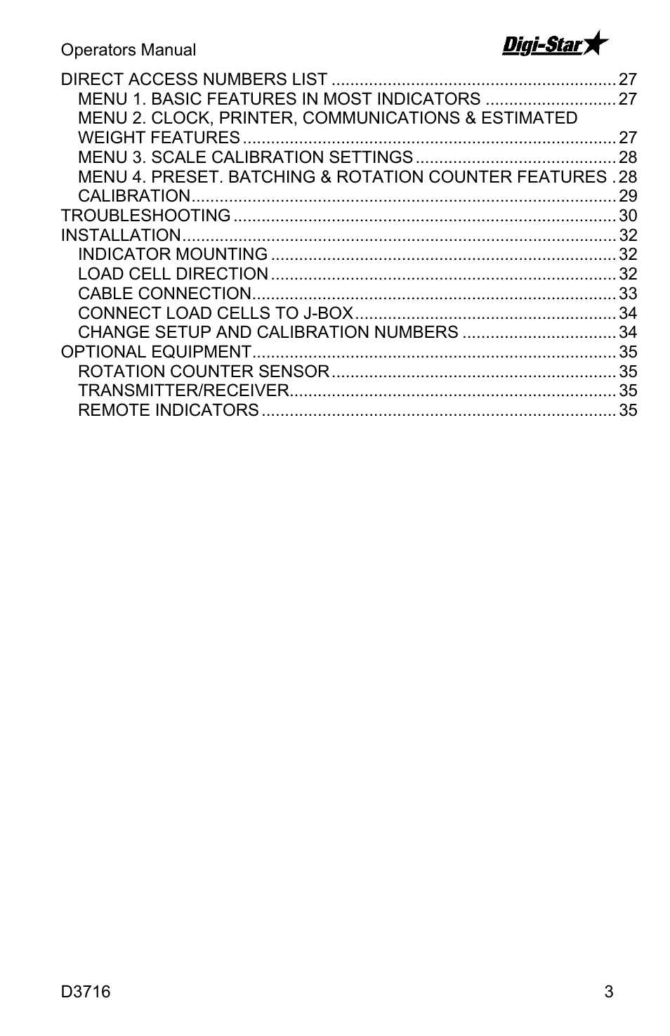 Digi-Star EZ4600 User Manual | Page 3 / 35