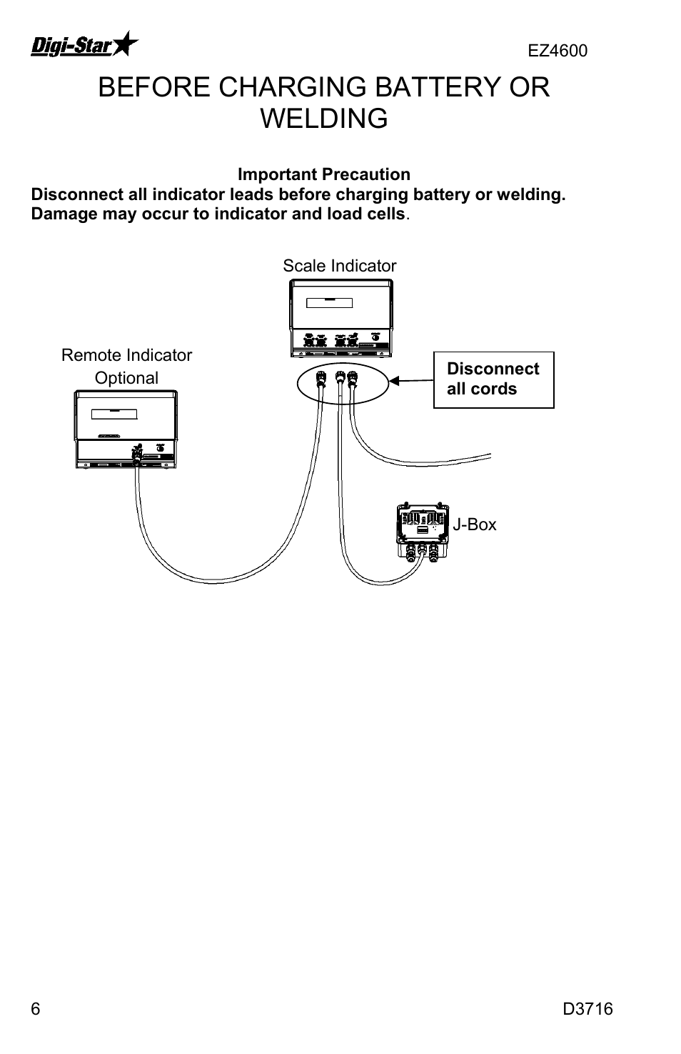 Before charging battery or welding | Digi-Star EZ4600 User Manual | Page 6 / 35
