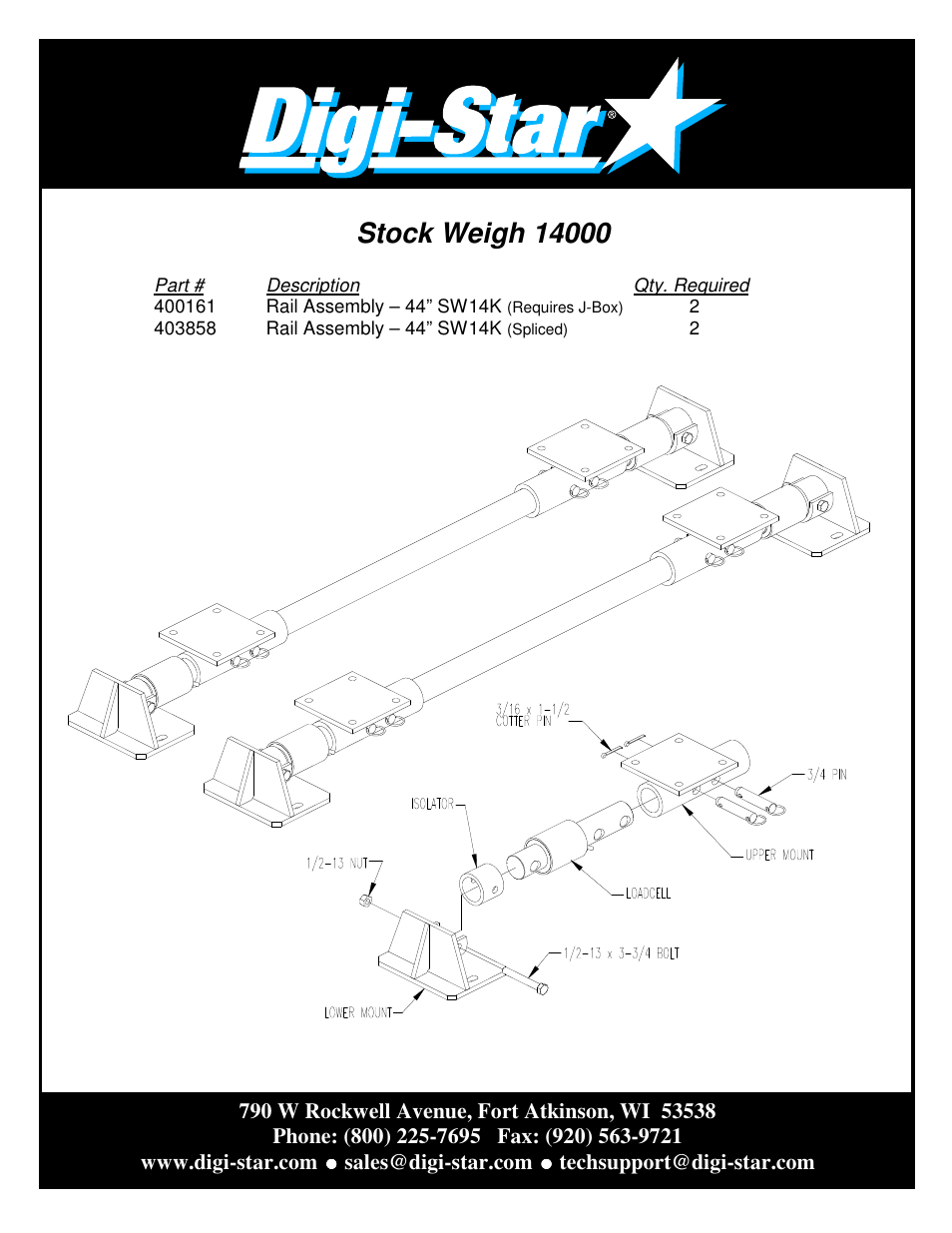 Digi-Star Stock Weigh 14000 User Manual | 2 pages