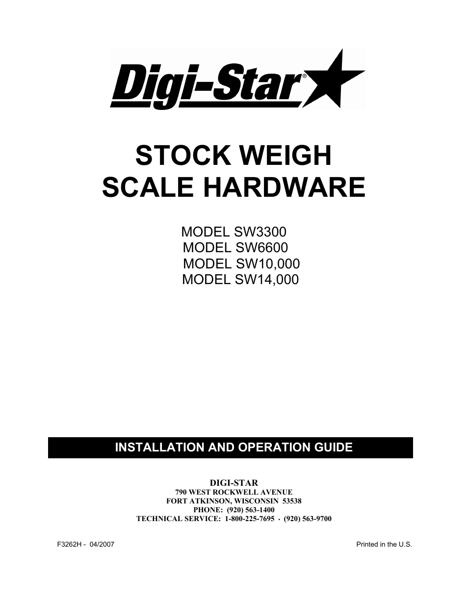 Digi-Star SW3300 User Manual | 24 pages