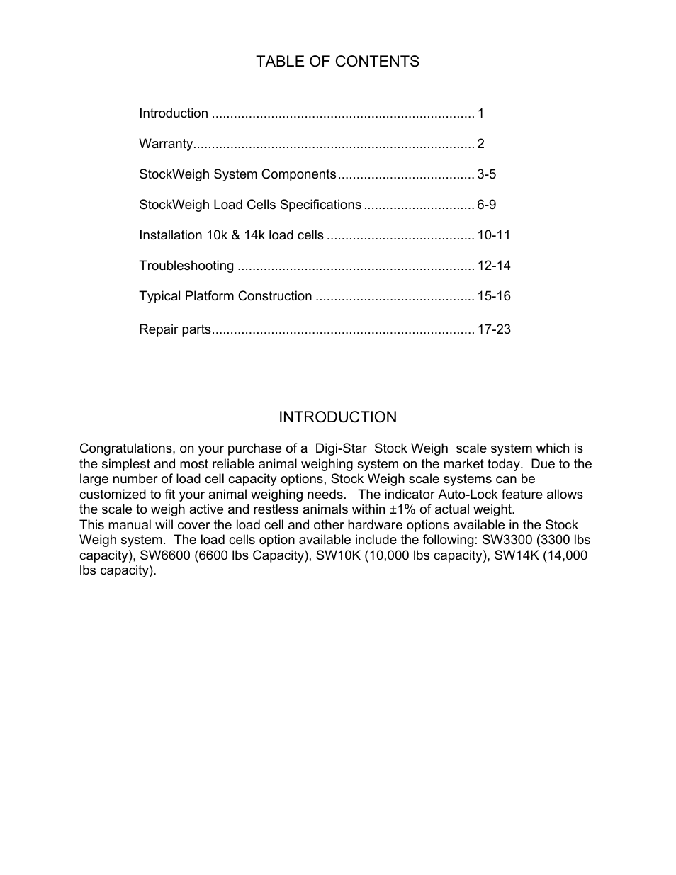 Digi-Star SW3300 User Manual | Page 2 / 24