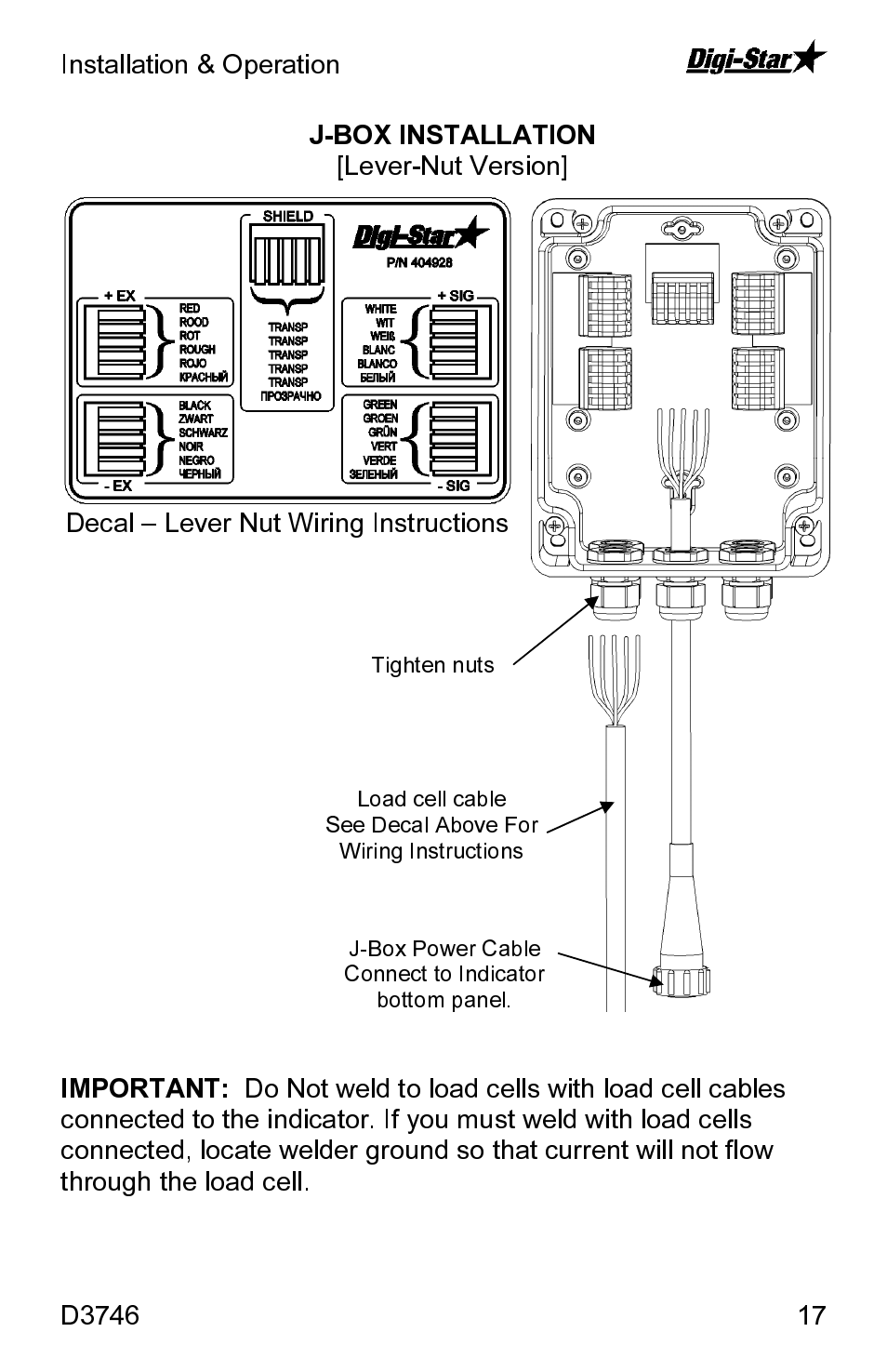 Lever-nut version | Digi-Star SW3300 User Manual | Page 17 / 33