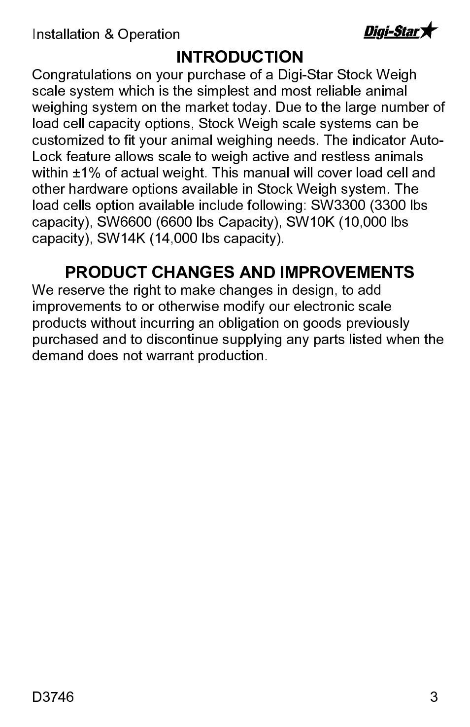 Digi-Star SW3300 User Manual | Page 3 / 33