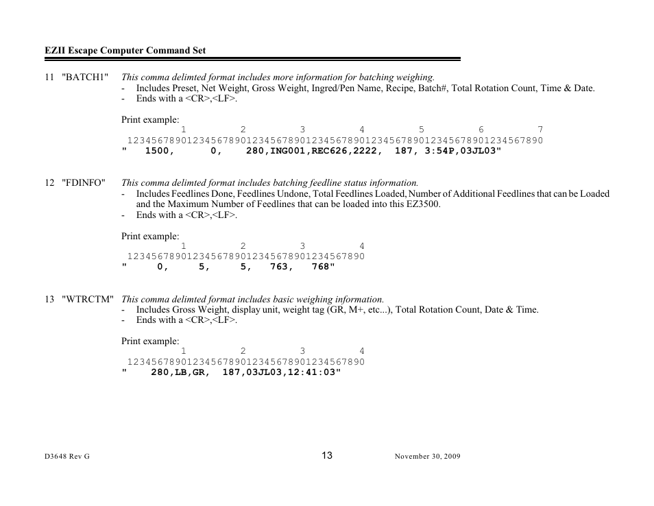 Digi-Star EZII Escape Computer Command Set User Manual | Page 13 / 46