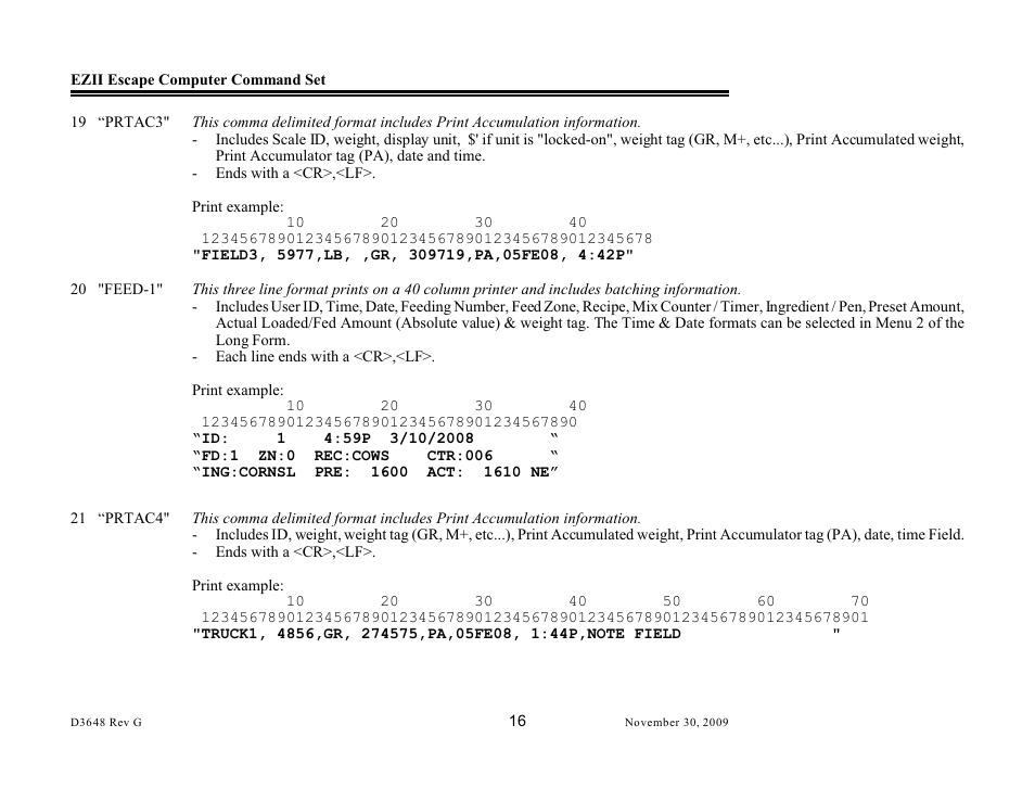 Digi-Star EZII Escape Computer Command Set User Manual | Page 16 / 46