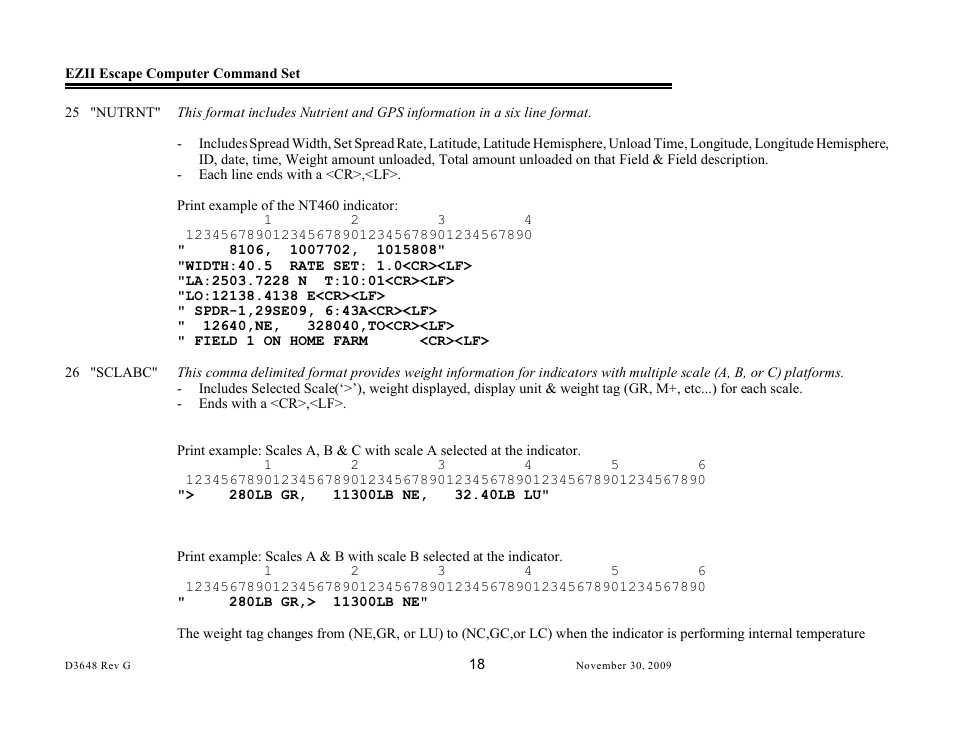Digi-Star EZII Escape Computer Command Set User Manual | Page 18 / 46
