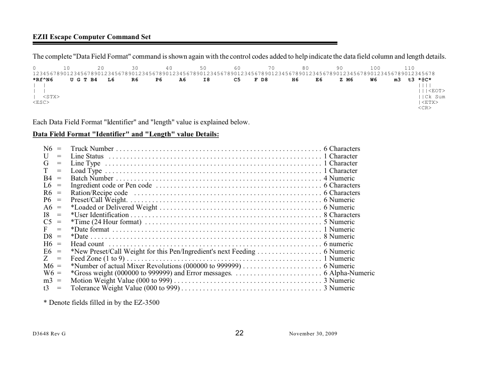 Digi-Star EZII Escape Computer Command Set User Manual | Page 22 / 46