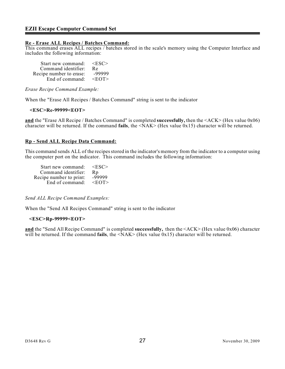 Digi-Star EZII Escape Computer Command Set User Manual | Page 27 / 46