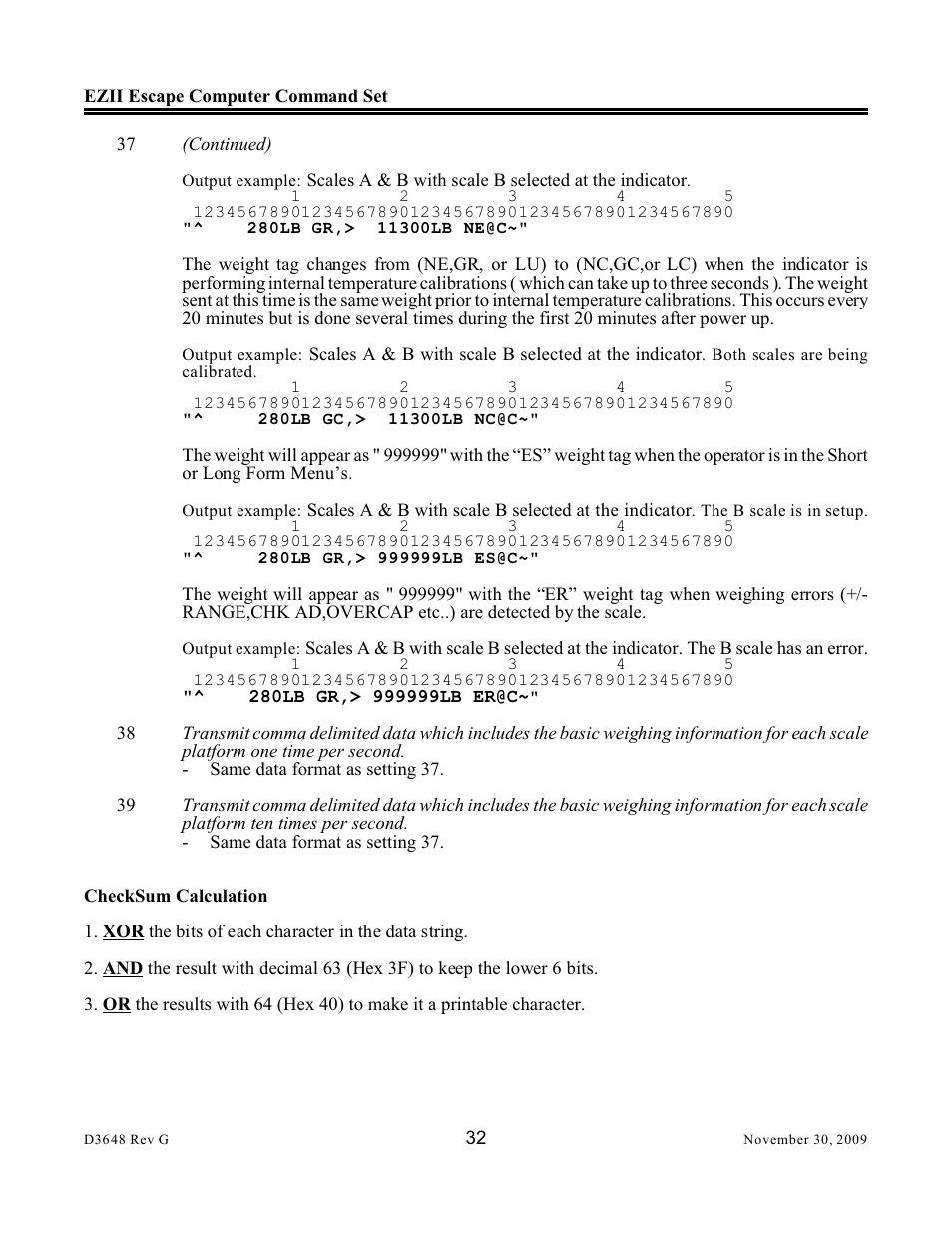 Digi-Star EZII Escape Computer Command Set User Manual | Page 32 / 46