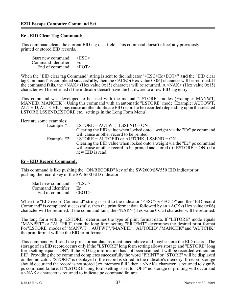 Digi-Star EZII Escape Computer Command Set User Manual | Page 37 / 46