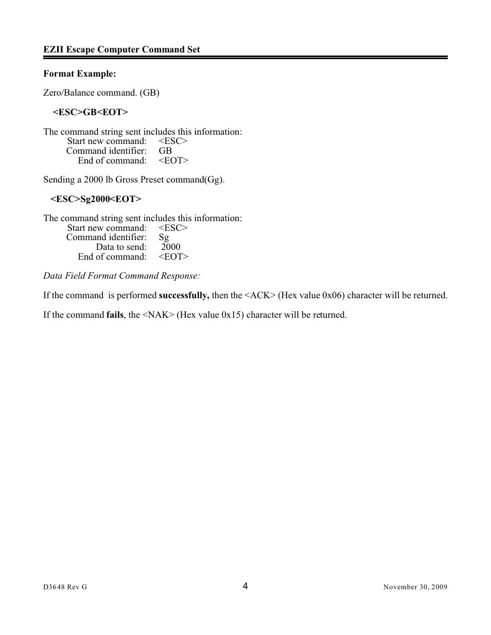 Digi-Star EZII Escape Computer Command Set User Manual | Page 4 / 46