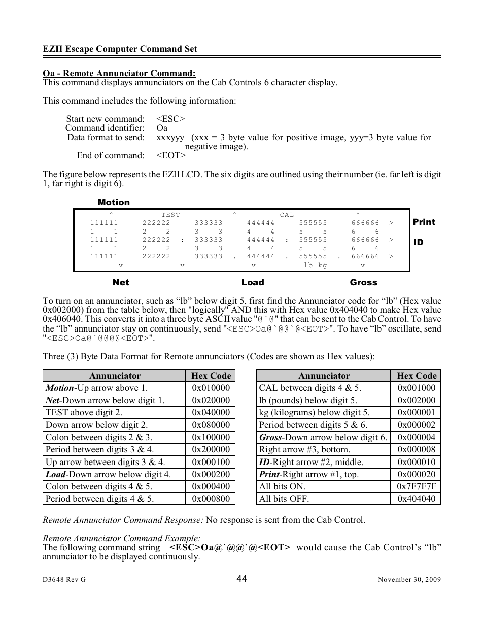 Digi-Star EZII Escape Computer Command Set User Manual | Page 44 / 46