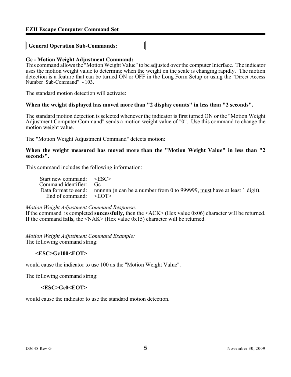 Digi-Star EZII Escape Computer Command Set User Manual | Page 5 / 46