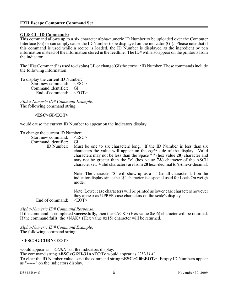 Digi-Star EZII Escape Computer Command Set User Manual | Page 6 / 46