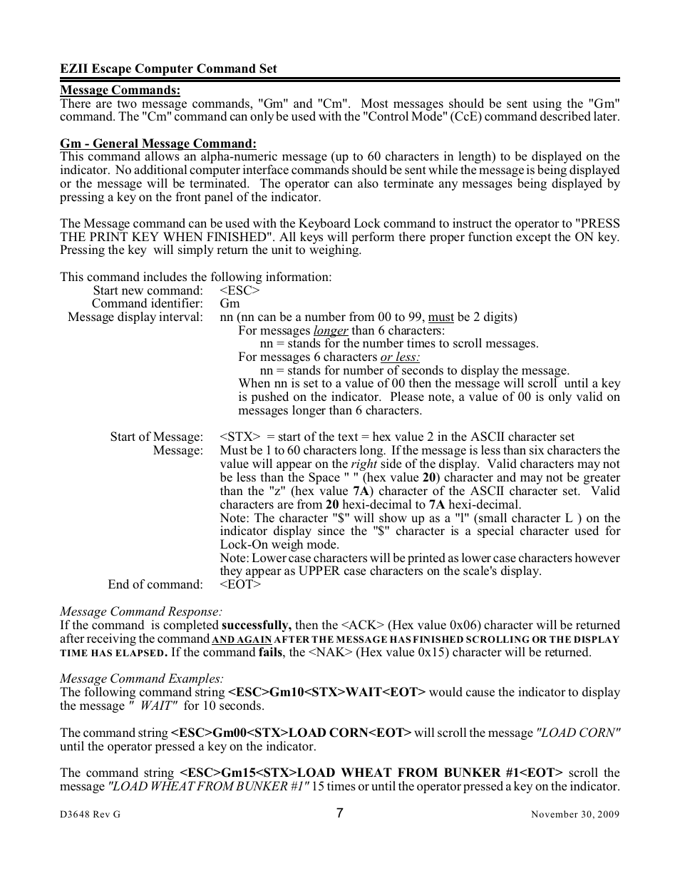 Digi-Star EZII Escape Computer Command Set User Manual | Page 7 / 46