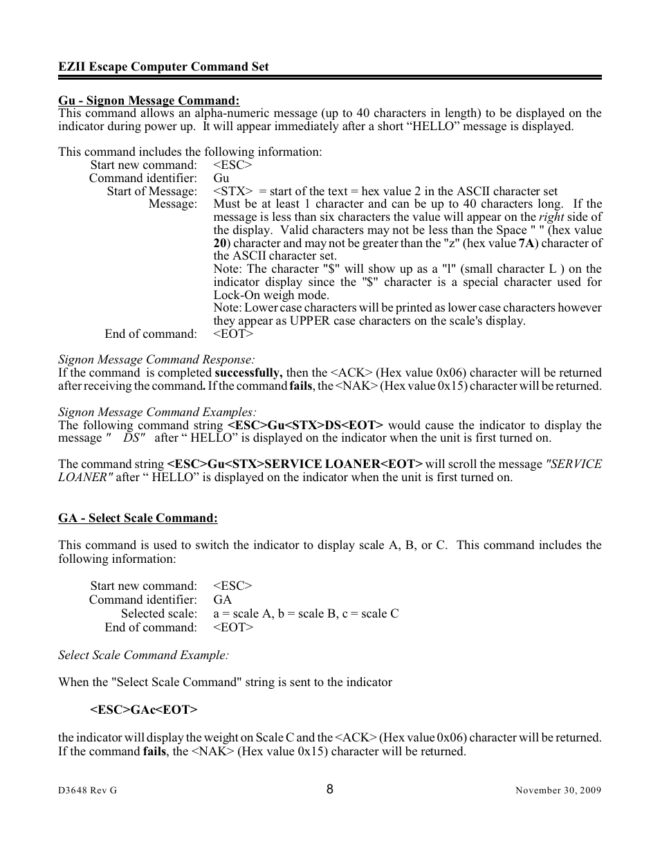 Digi-Star EZII Escape Computer Command Set User Manual | Page 8 / 46