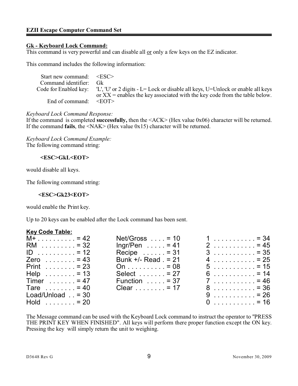 Digi-Star EZII Escape Computer Command Set User Manual | Page 9 / 46