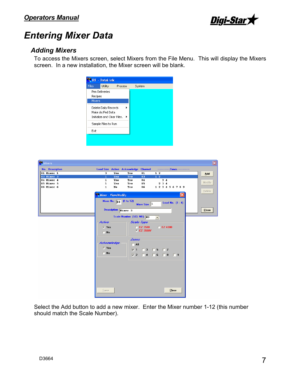 Entering mixer data | Digi-Star DataLink User Manual | Page 11 / 39
