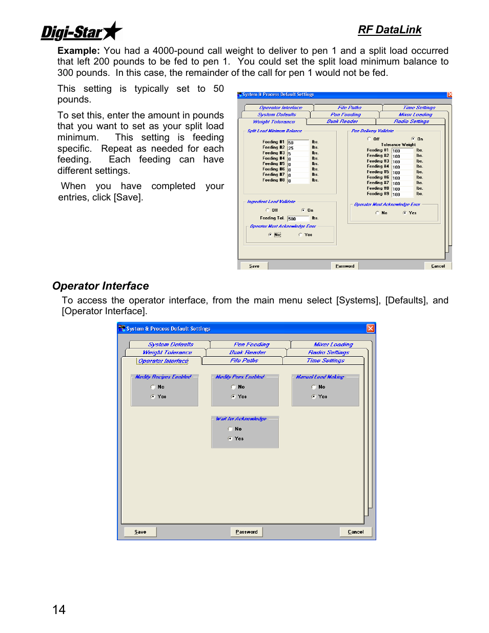 Rf datalink, Operator interface | Digi-Star DataLink User Manual | Page 18 / 39