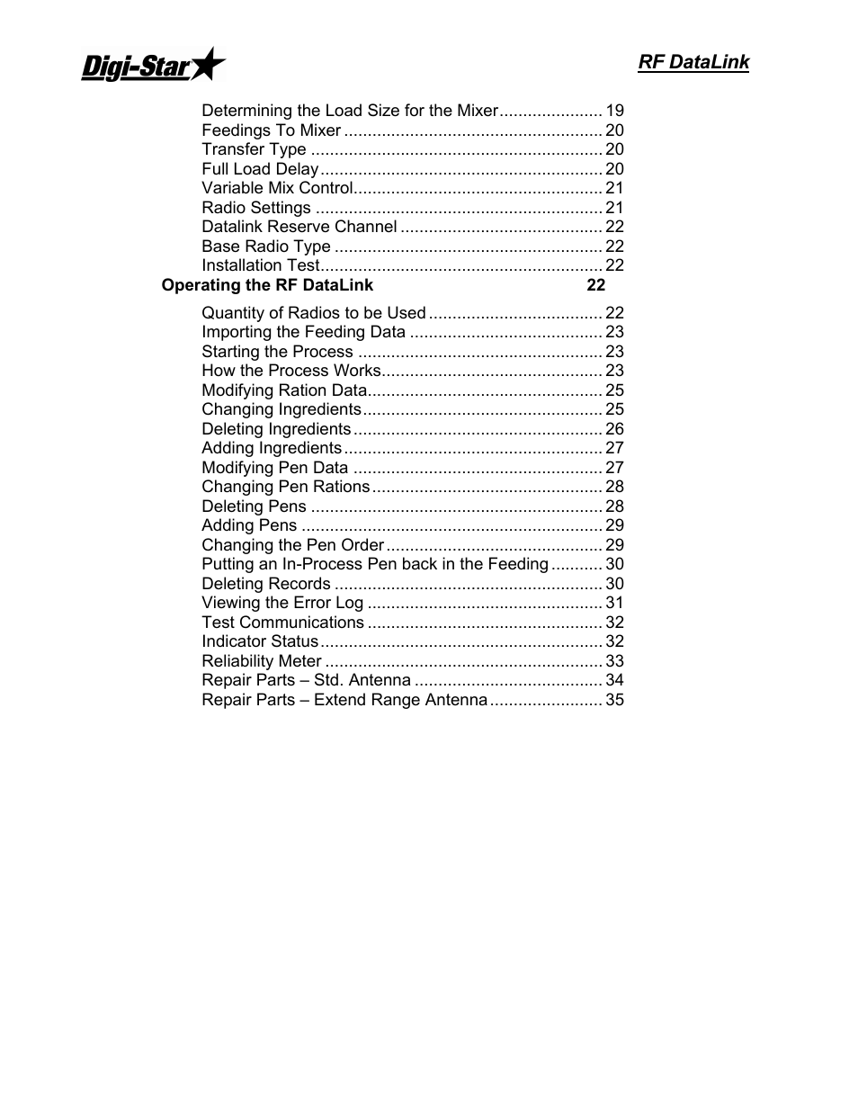 Rf datalink | Digi-Star DataLink User Manual | Page 4 / 39