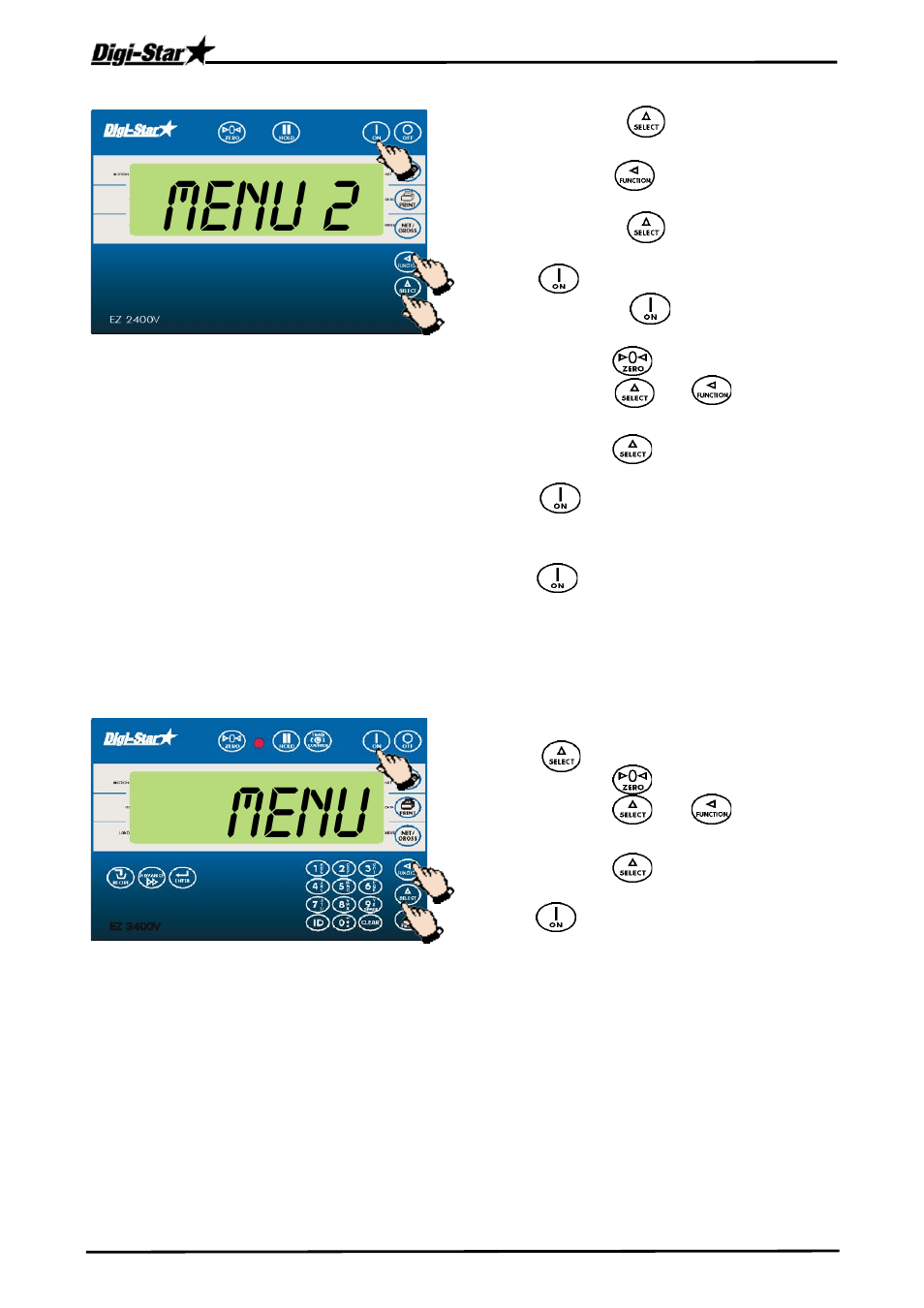 Set up ez3400 / ez3600, Menu 2, Menu | Digi-Star Analog Output 4 – 20mA User Manual | Page 7 / 8