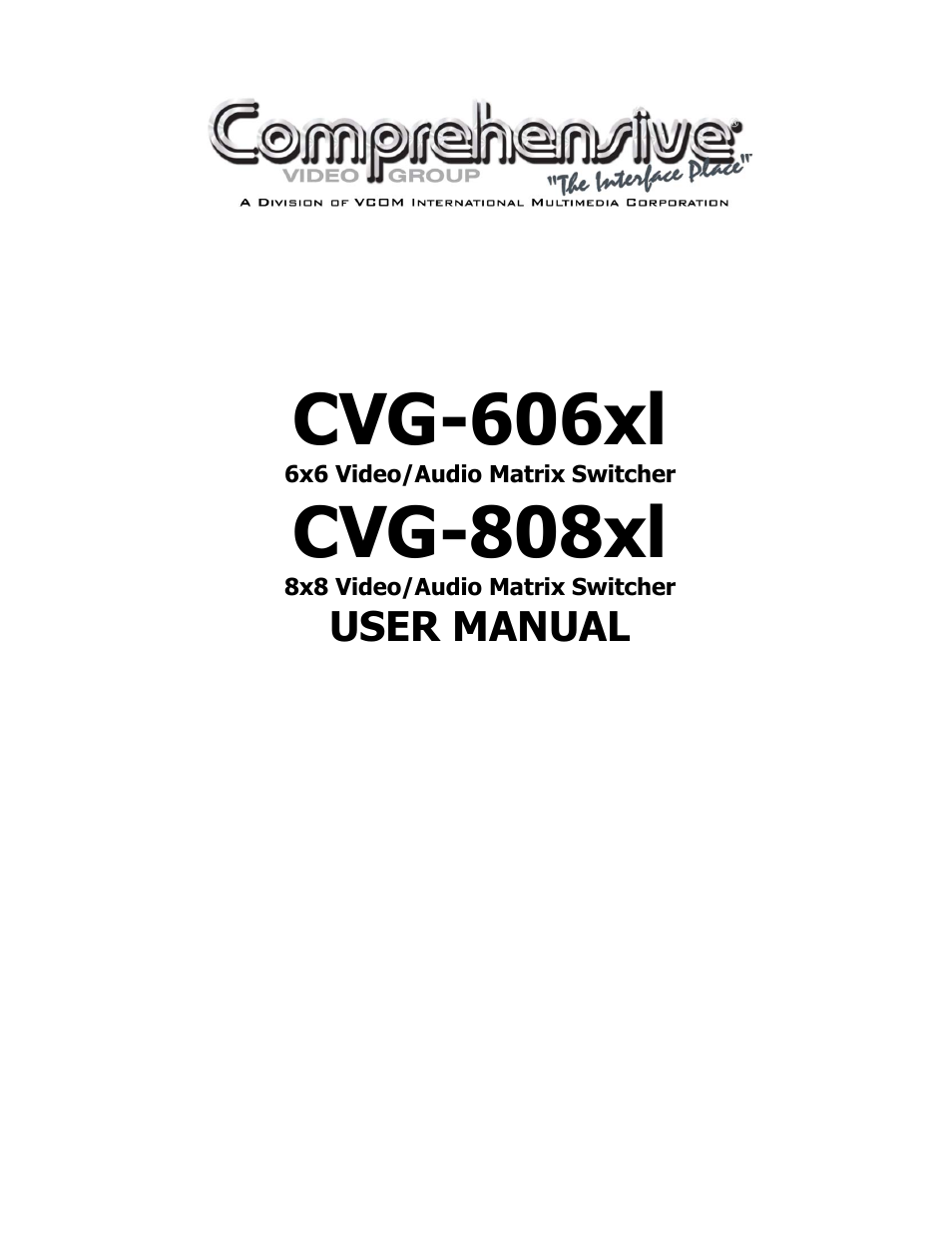 Comprehensive Video CVG-808xl User Manual | 20 pages