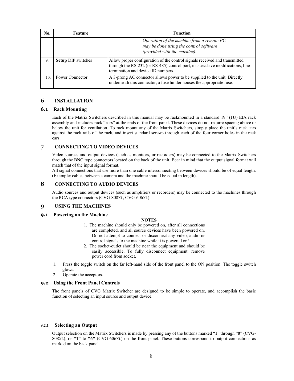 Comprehensive Video CVG-808xl User Manual | Page 9 / 20