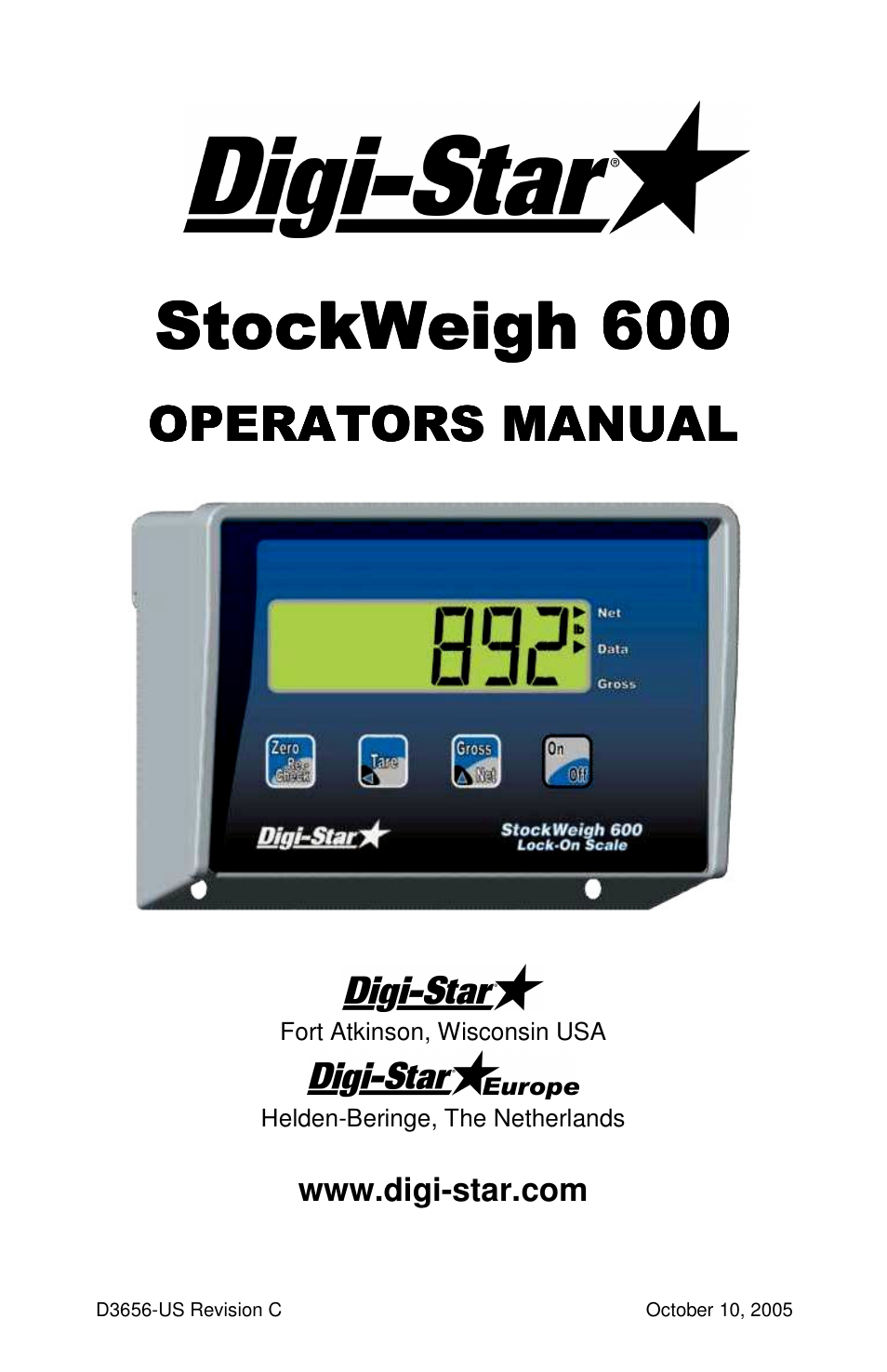 Digi-Star StockWeigh 600 User Manual | 31 pages