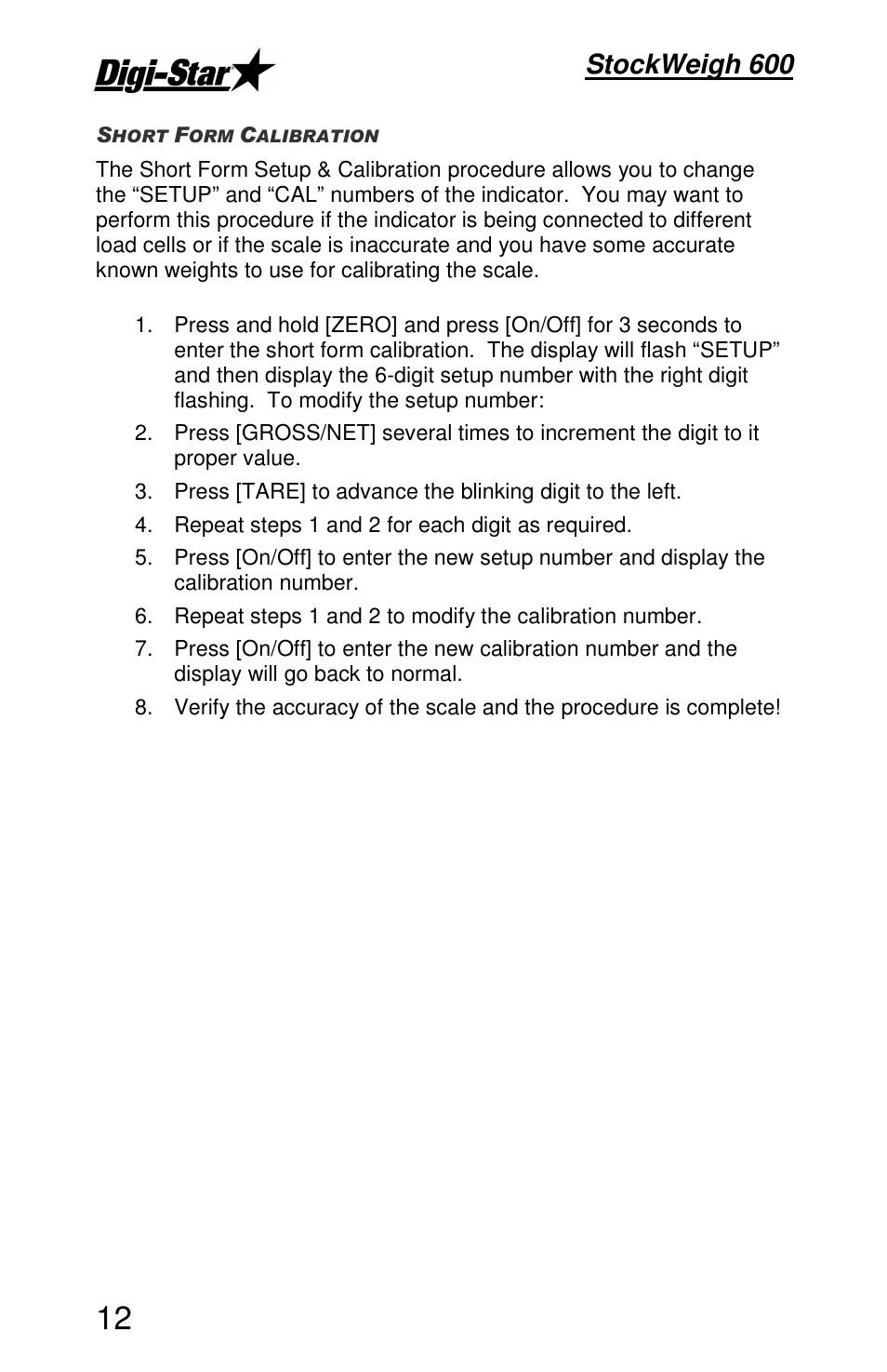 Stockweigh 600 | Digi-Star StockWeigh 600 User Manual | Page 16 / 31