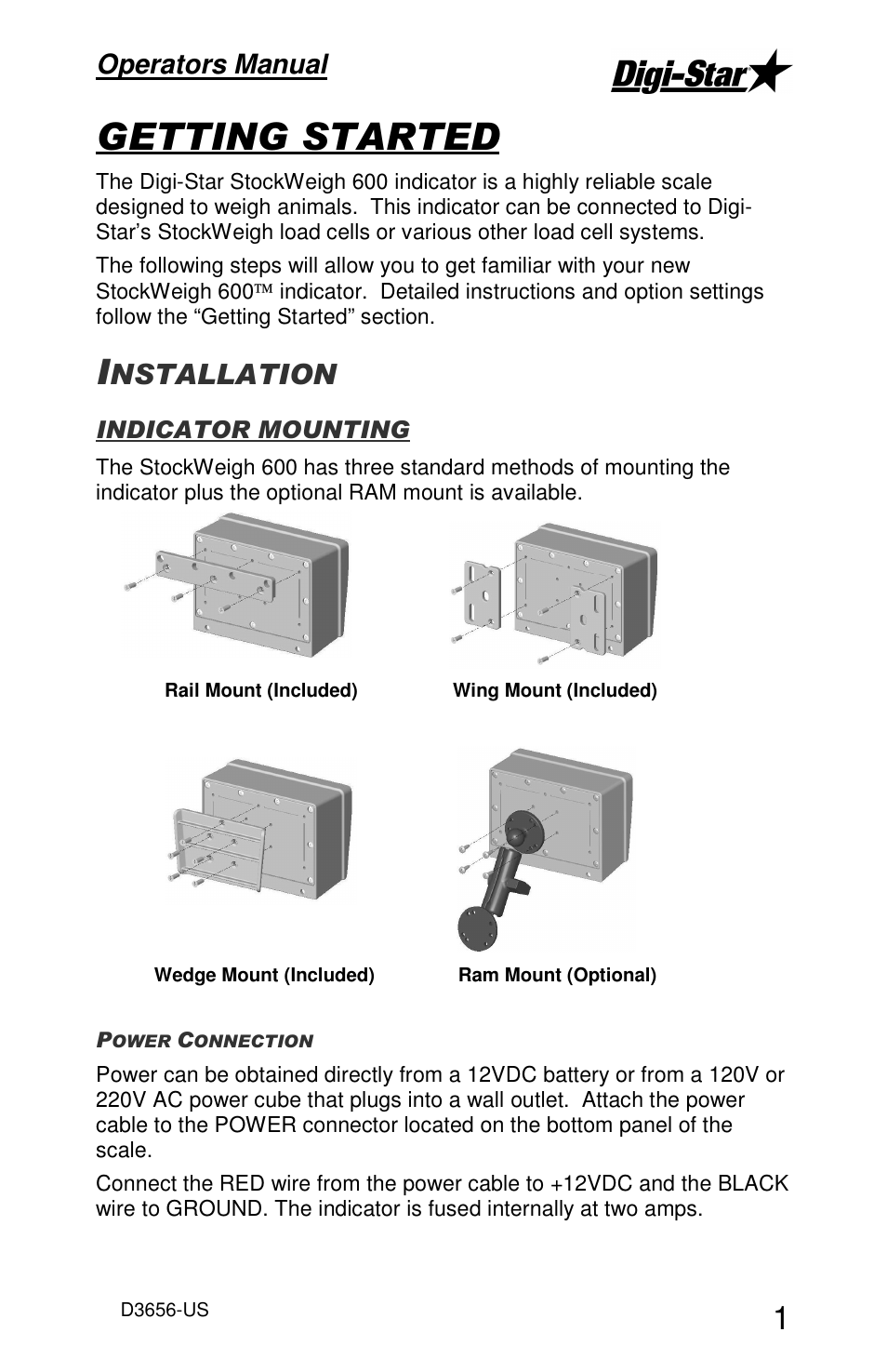 Operators manual | Digi-Star StockWeigh 600 User Manual | Page 5 / 31