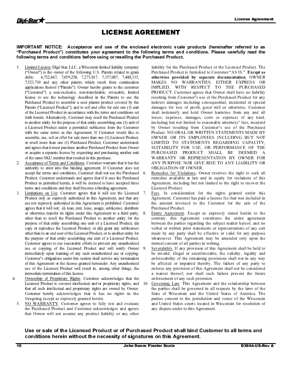 Digi-Star John Deere 1990 30 & 36 CCS  1690 Version User Manual | Page 12 / 12