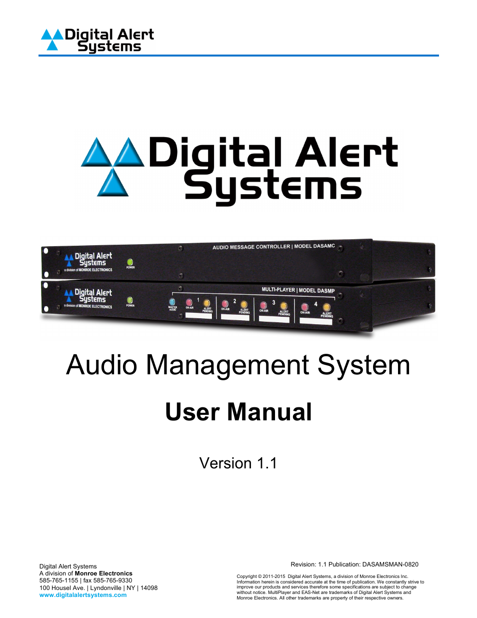 Digital Alert Systems DASAMS User Manual | 28 pages