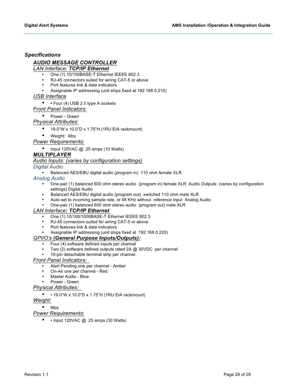 Digital Alert Systems DASAMS User Manual | Page 28 / 28