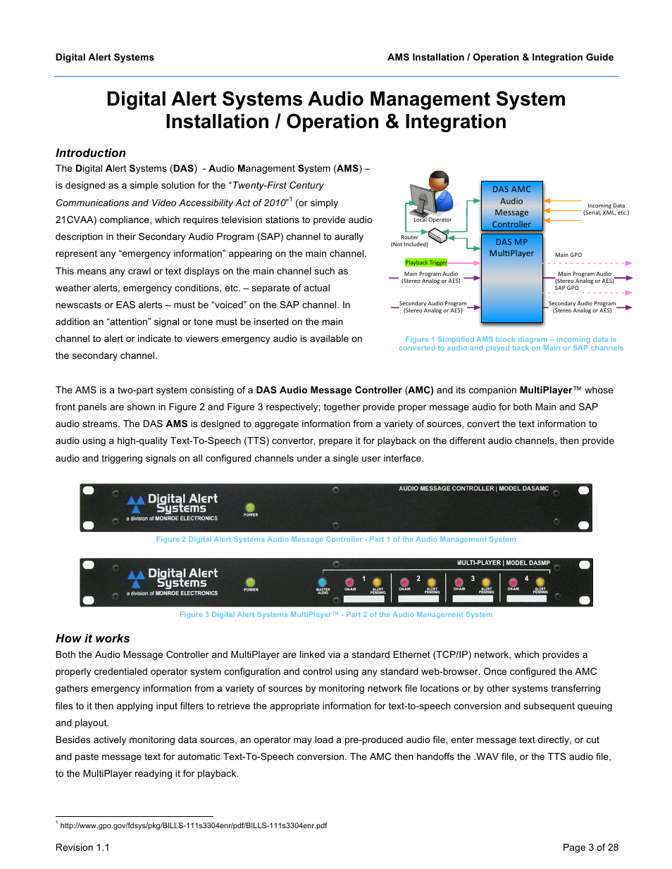 Introduction, How it works | Digital Alert Systems DASAMS User Manual | Page 3 / 28