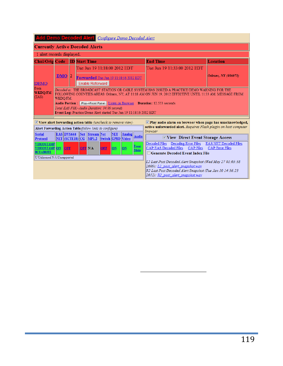 2 incoming/decoded alerts | Digital Alert Systems DASDEC-II MANUAL User Manual | Page 125 / 171