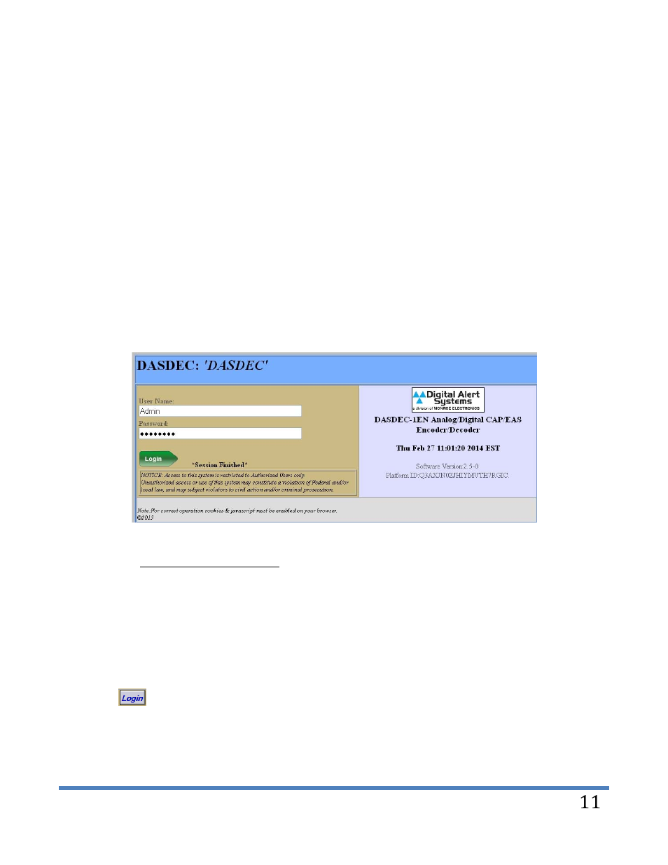 2 web server login | Digital Alert Systems DASDEC-II MANUAL User Manual | Page 17 / 171