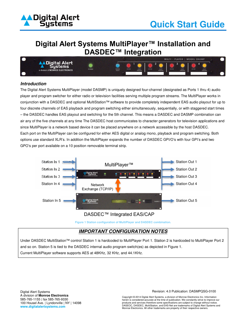 Digital Alert Systems MultiPlayer User Manual | 13 pages
