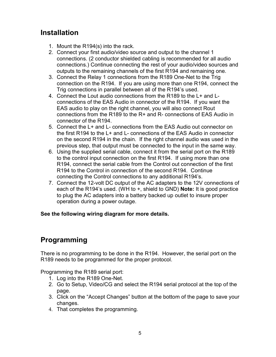 Installation, Programming | Digital Alert Systems R194 User Manual | Page 7 / 8