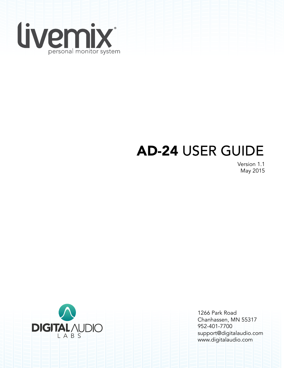 Digital Audio Labs Livemix AD-24 Analog Input Unit User Manual | 15 pages
