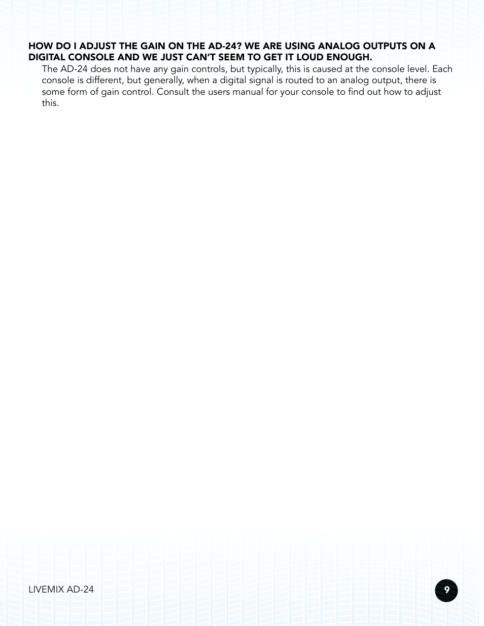 Digital Audio Labs Livemix AD-24 Analog Input Unit User Manual | Page 12 / 15