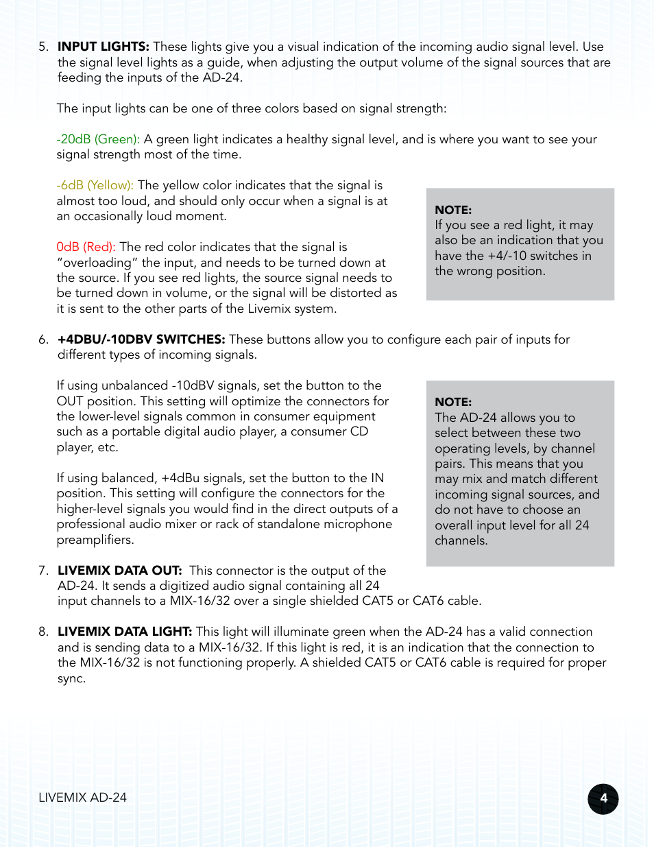 Digital Audio Labs Livemix AD-24 Analog Input Unit User Manual | Page 7 / 15