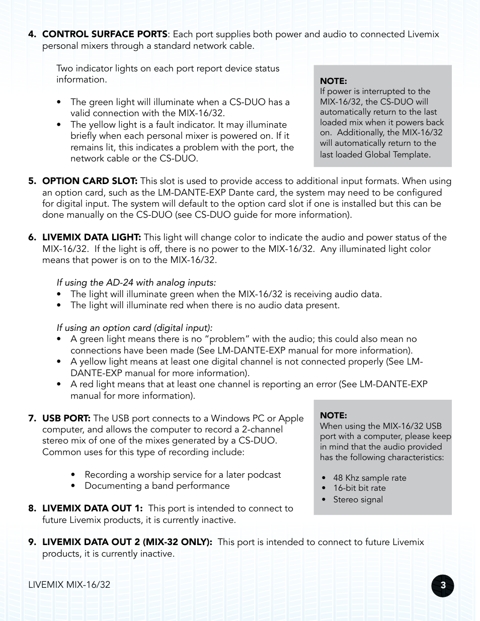 Digital Audio Labs Livemix MIX-16/32 Central Mixer User Manual | Page 6 / 15