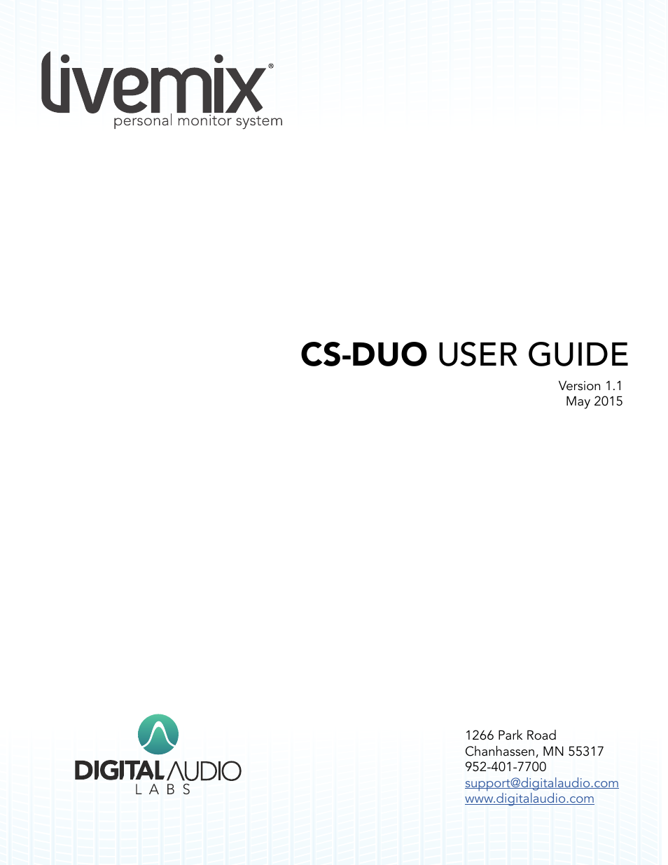 Digital Audio Labs Livemix CS-DUO Personal Mixer User Guide User Manual | 51 pages