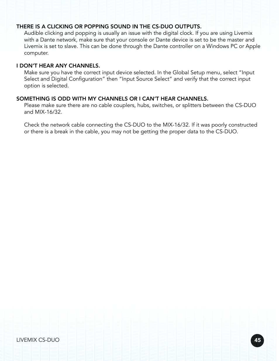 Digital Audio Labs Livemix CS-DUO Personal Mixer User Guide User Manual | Page 47 / 51