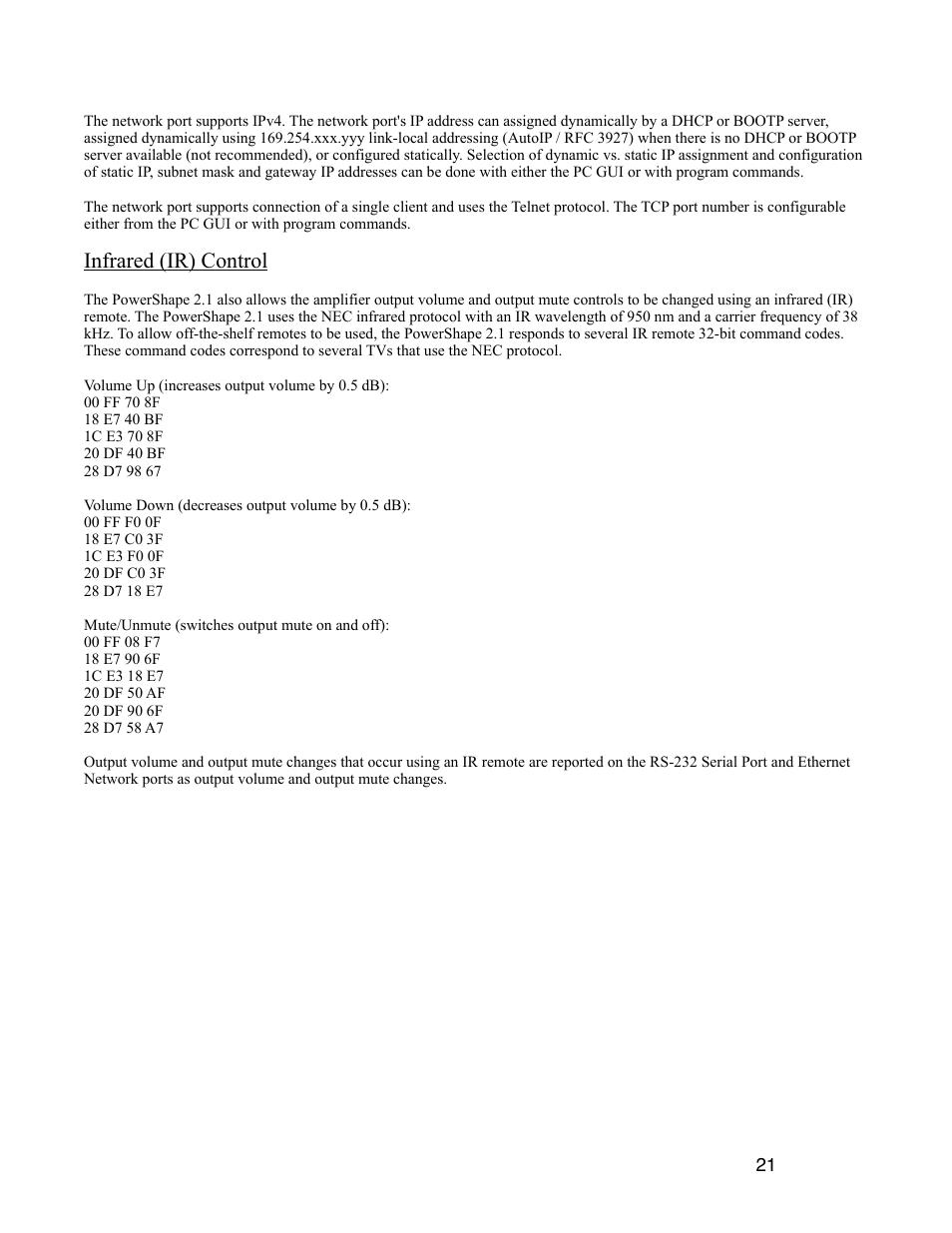 Infrared (ir) control | Digital Audio Labs PowerShape 2.1 User Manual | Page 21 / 38