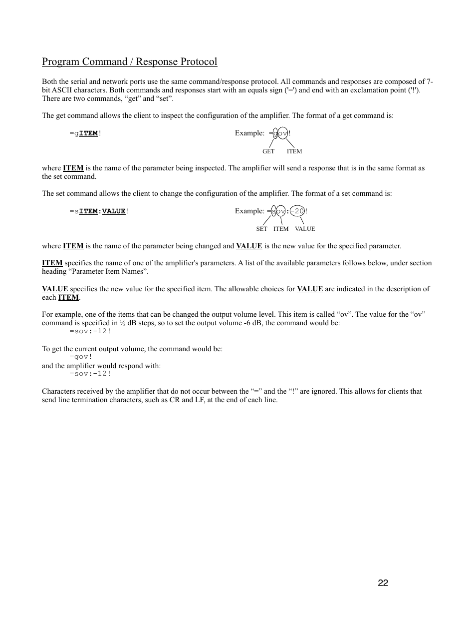 Program command / response protocol | Digital Audio Labs PowerShape 2.1 User Manual | Page 22 / 38