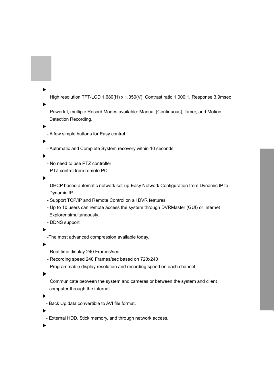 Features | Clover Electronics LCD2084 User Manual | Page 13 / 176